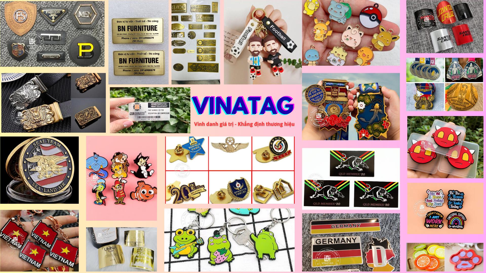 Vinatag - Huy chương, huy hiệu, móc khóa, bảng tên kim loại
