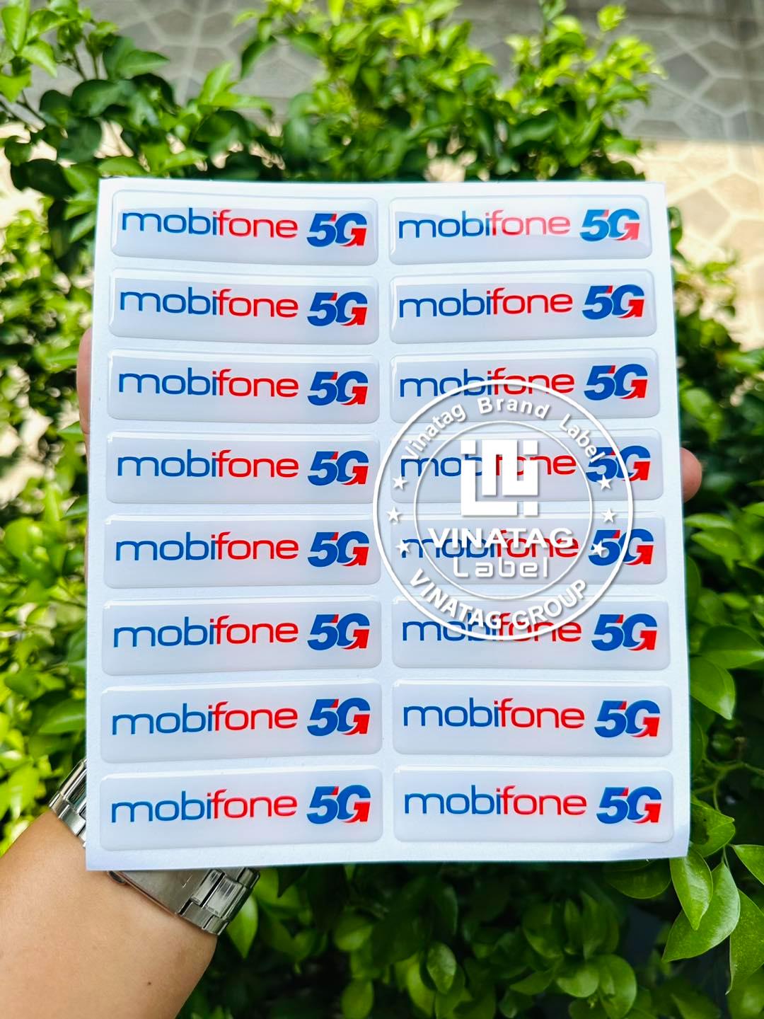 Tem epoxy Mobifone 5G dạng chữ nhật bo góc – tem epoxy dán xe