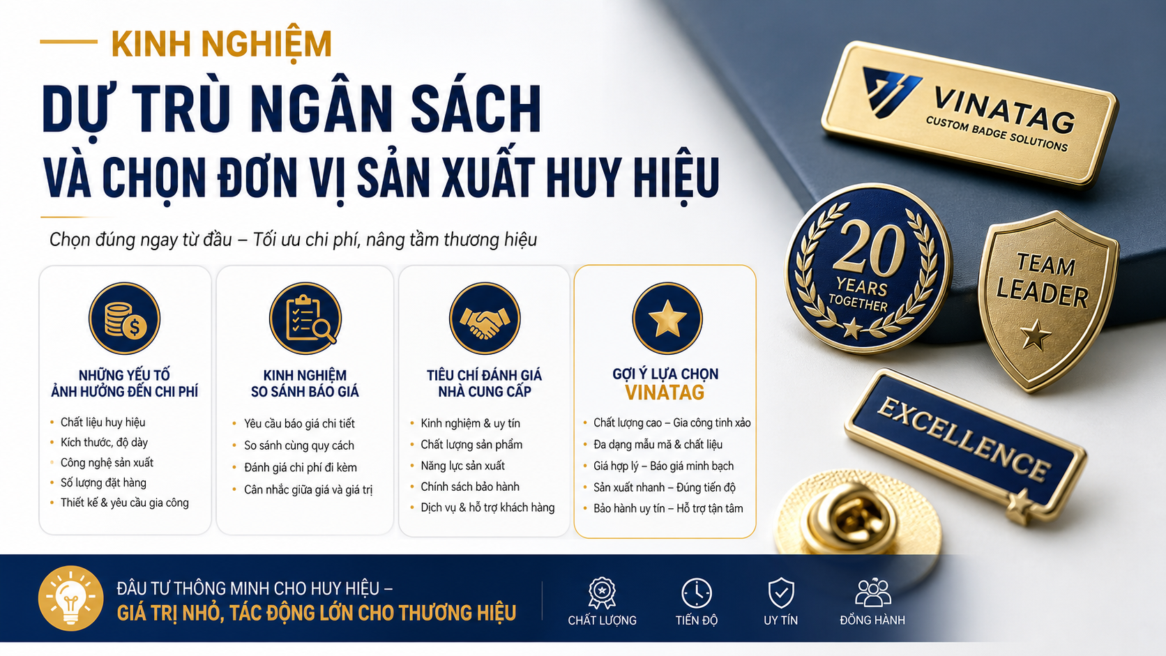 Cách dự trù ngân sách và chọn đơn vị sản xuất huy hiệu - kinh nghiệm đặt huy hiệu