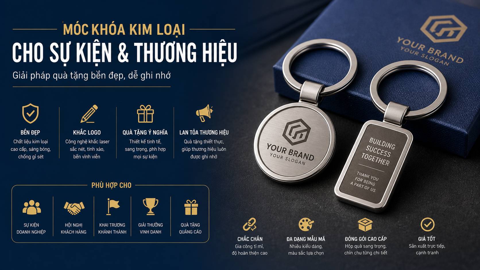 Móc khóa kim loại cho sự kiện và thương hiệu: Giải pháp quà tặng bền đẹp, dễ ghi nhớ
