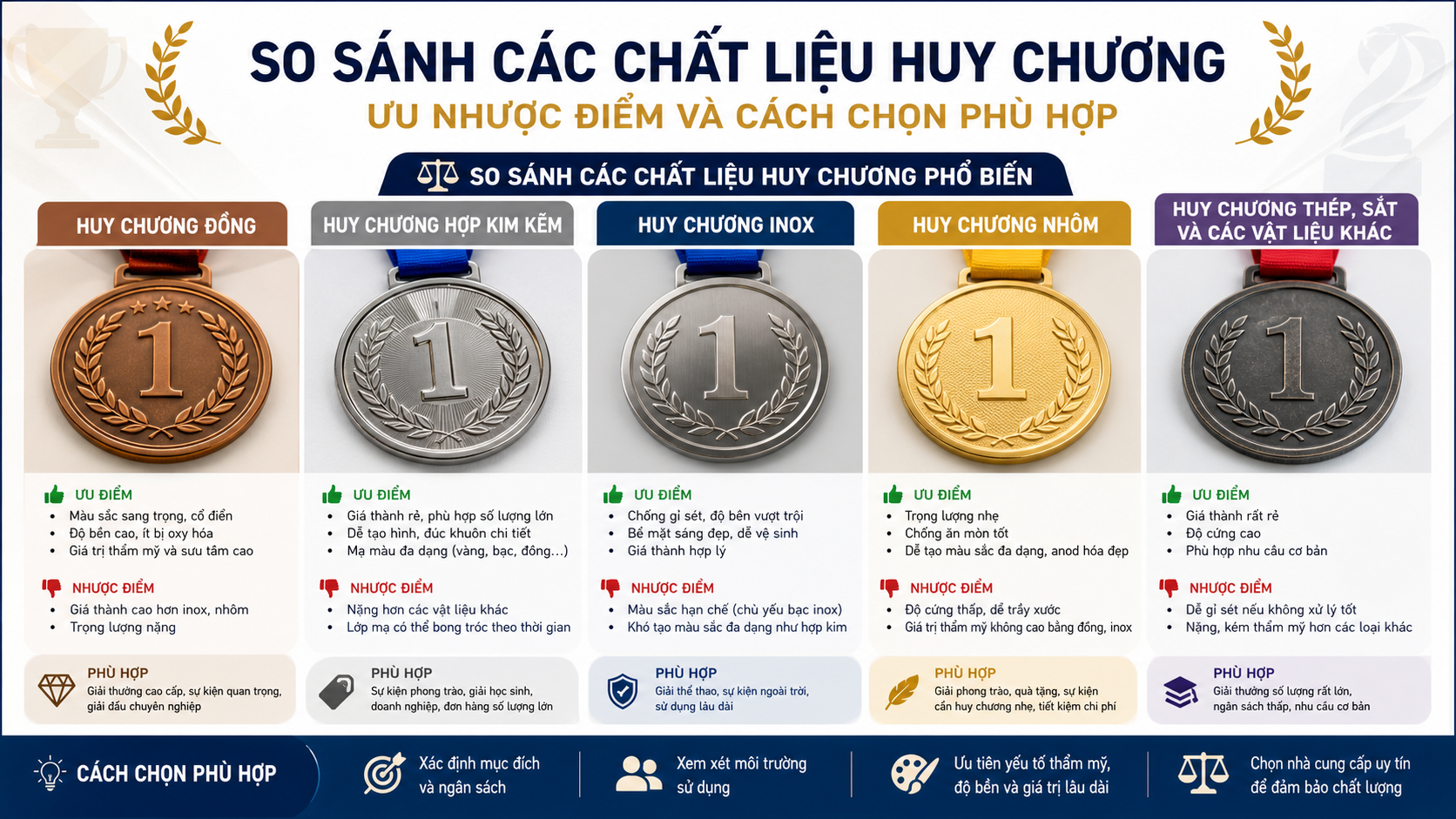 So sánh các chất liệu huy chương phổ biến So sánh các chất liệu huy chương phổ biến - chất liệu huy chương