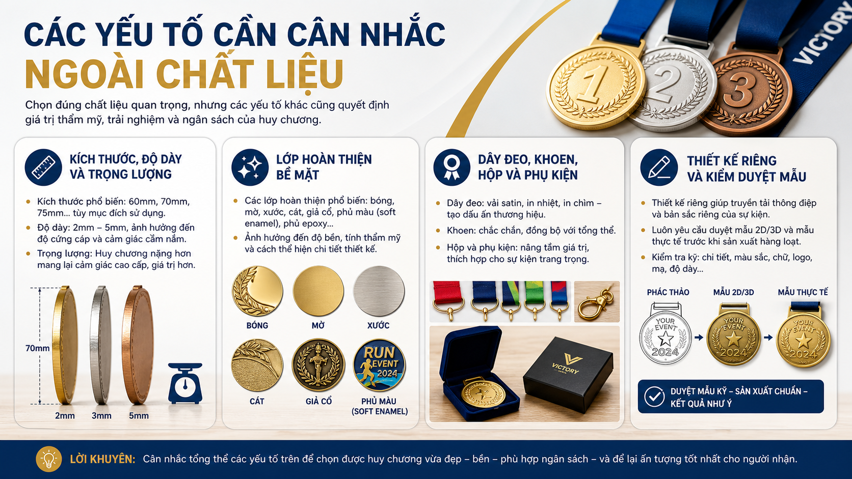 Các yếu tố cần cân nhắc ngoài chất liệu Các yếu tố cần cân nhắc ngoài chất liệu - chất liệu huy chương