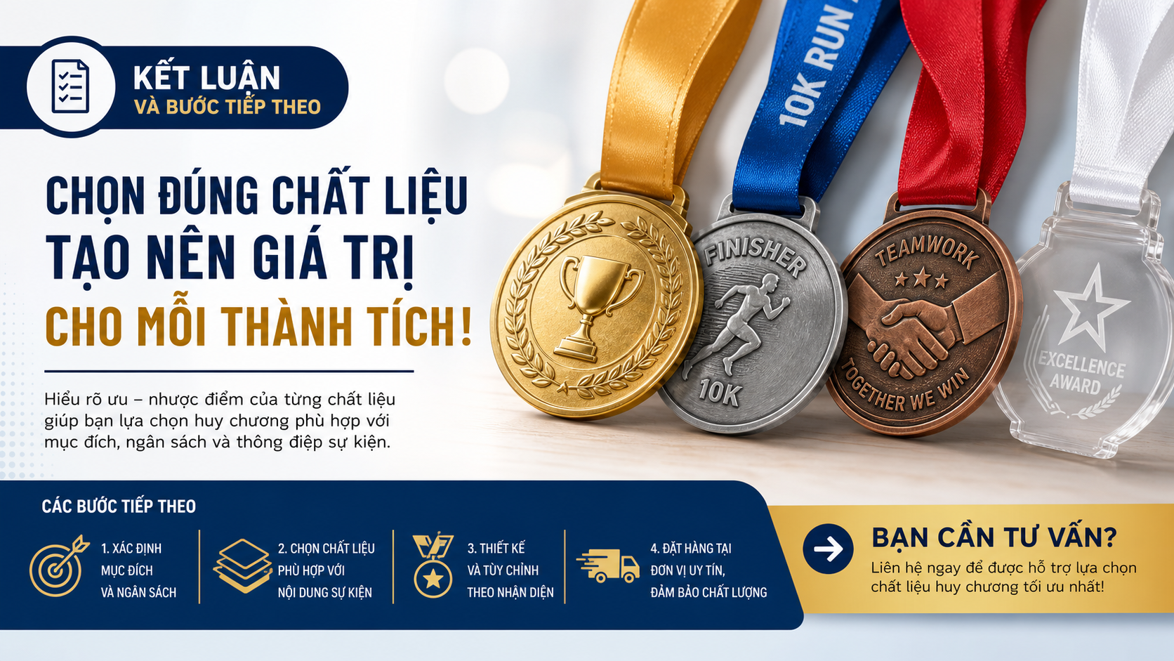 Kết luận và bước tiếp theo Kết luận và bước tiếp theo - chất liệu huy chương