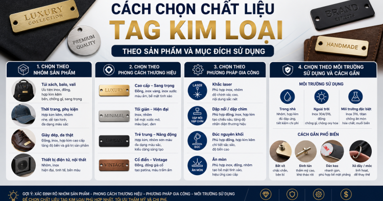 Tem kim loại minh họa vật liệu và bề mặt cần chọn loại keo phù hợp