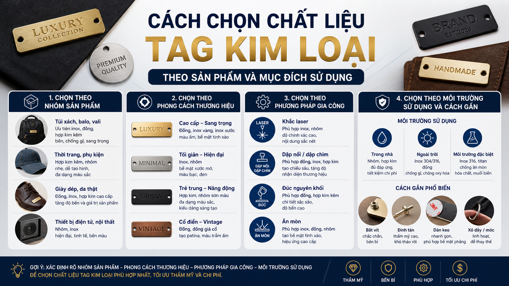 Cách chọn chất liệu tag kim loại theo sản phẩm và mục đích sử dụng Cách chọn chất liệu tag kim loại theo sản phẩm và mục đích sử dụng - chất liệu tag kim loại