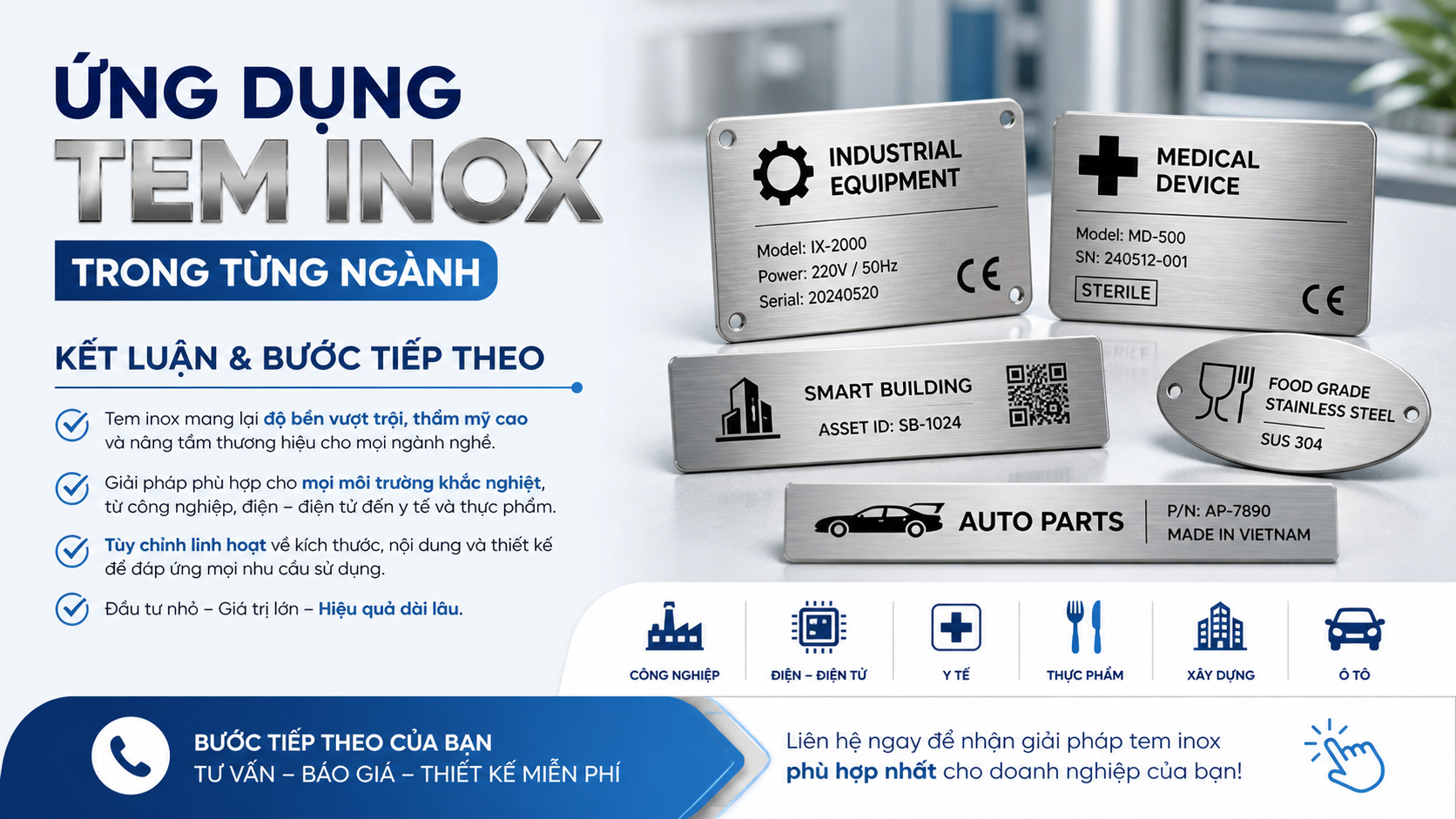 Kết luận và bước tiếp theo - ứng dụng tem inox