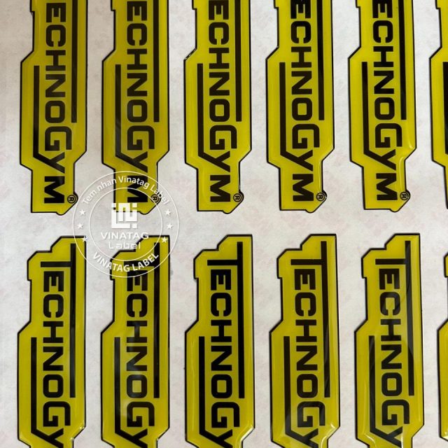 Tem epoxy logo TECHNO GYM dùng cho thiết bị