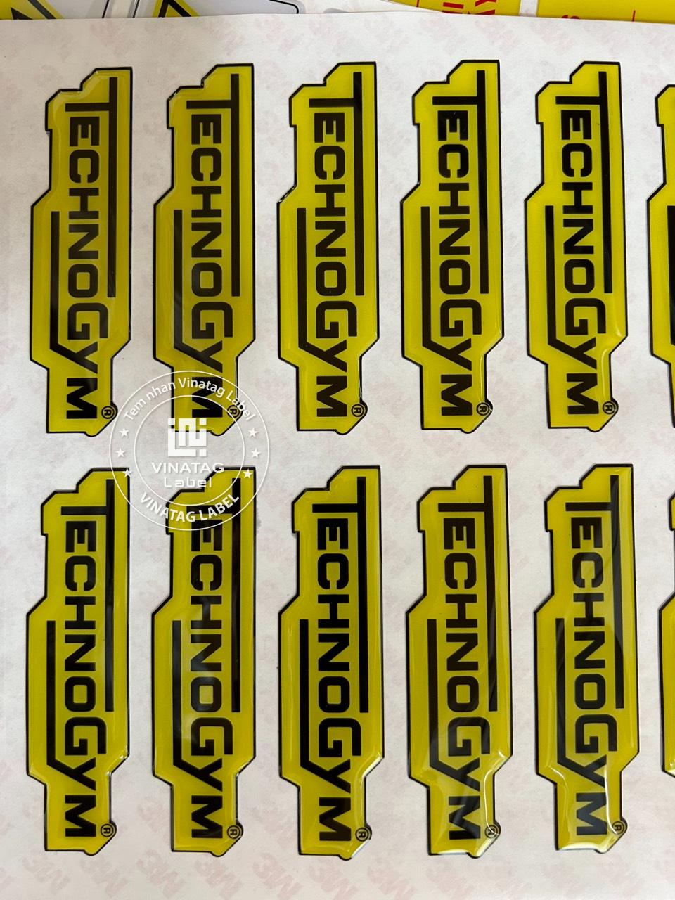 Tem epoxy logo TECHNO GYM dùng cho thiết bị