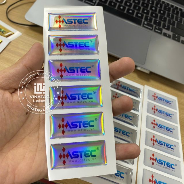 Tem epoxy hologram ASTEC phản quang phủ nổi