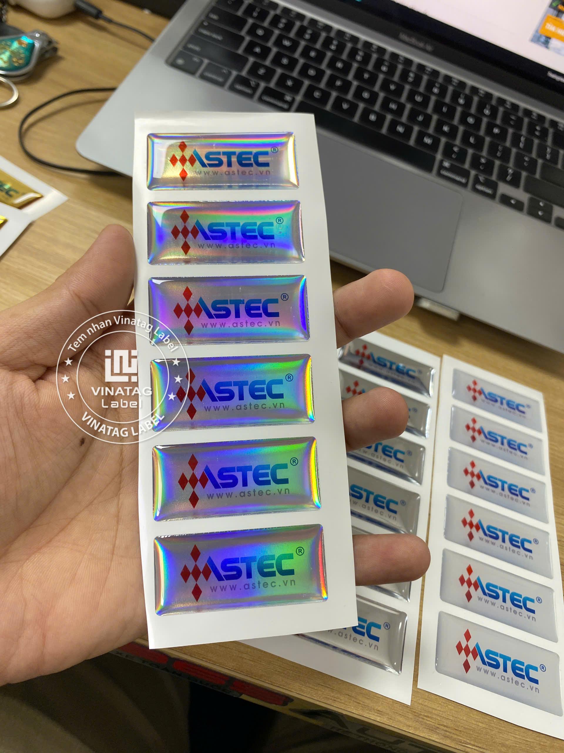 Tem epoxy hologram ASTEC phản quang phủ nổi