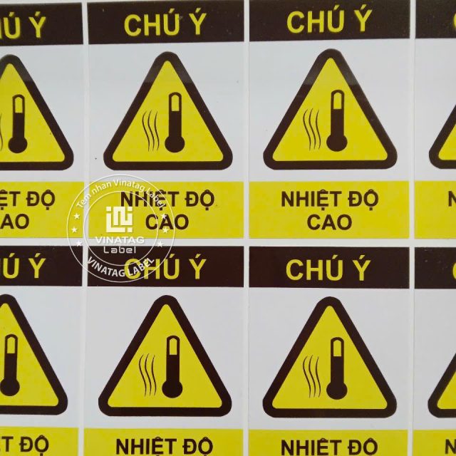 Tem epoxy cảnh báo nguy hiểm nhiệt độ cao cho máy móc